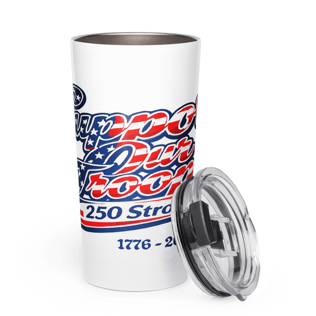 Support Our Troops 250 Strong | 1776–2026 America's Semiquincentennial 20oz Tapered Tumbler - KJV Word & Light Threads