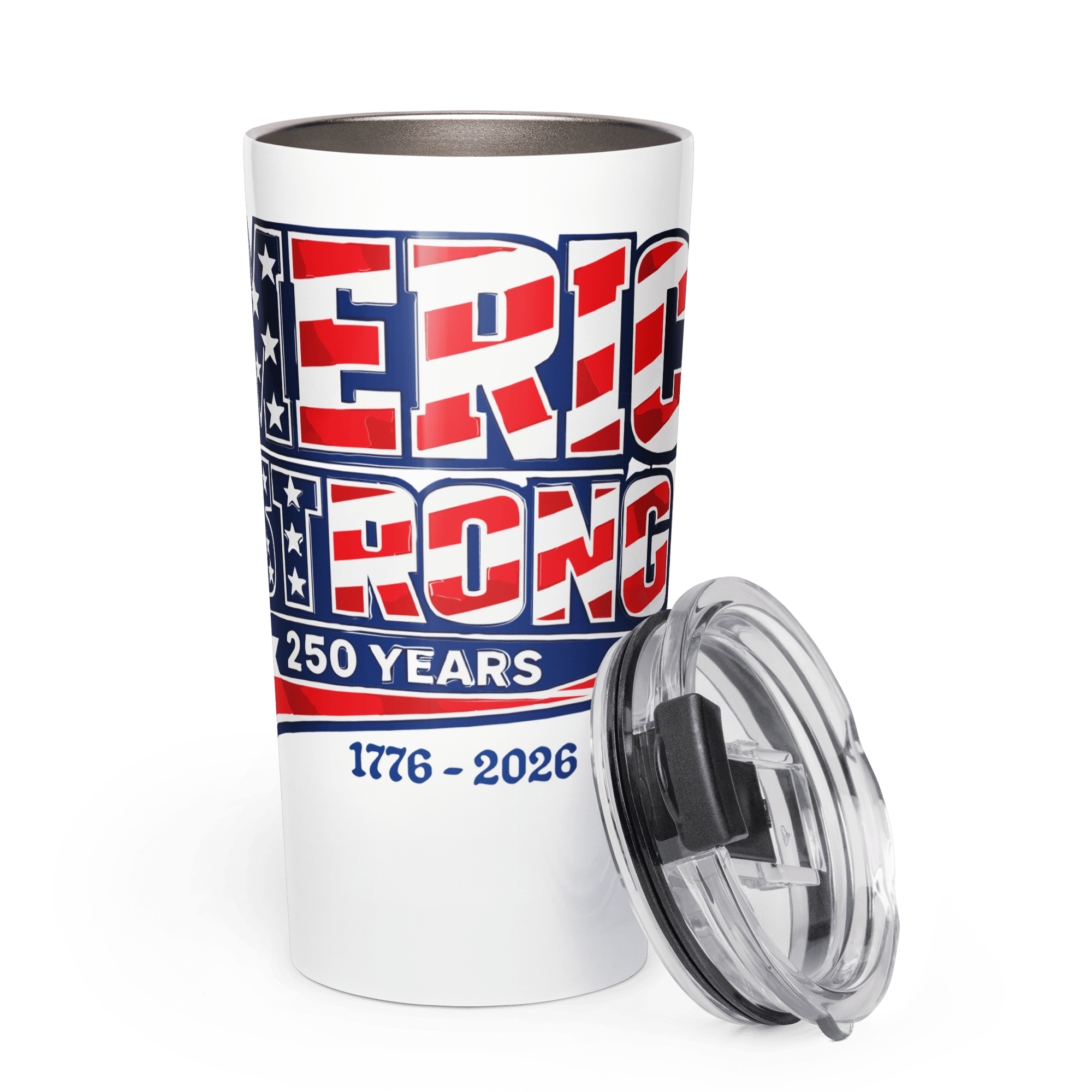 America Strong 250 | 1776–2026 America's Semiquincentennial 20oz Tapered Tumbler - KJV Word & Light Threads