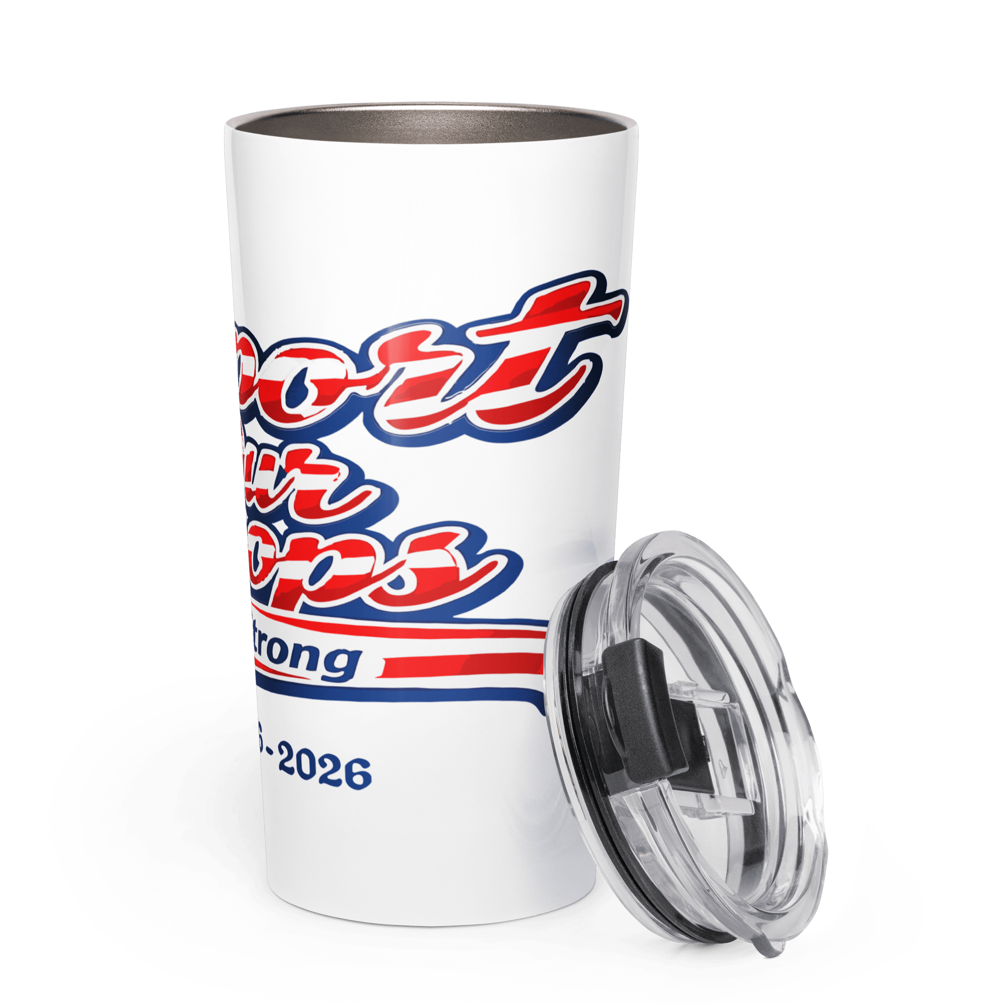 Support Our Troops 250 Strong | 1776–2026 America's Semiquincentennial 20oz Tapered Tumbler - KJV Word & Light Threads