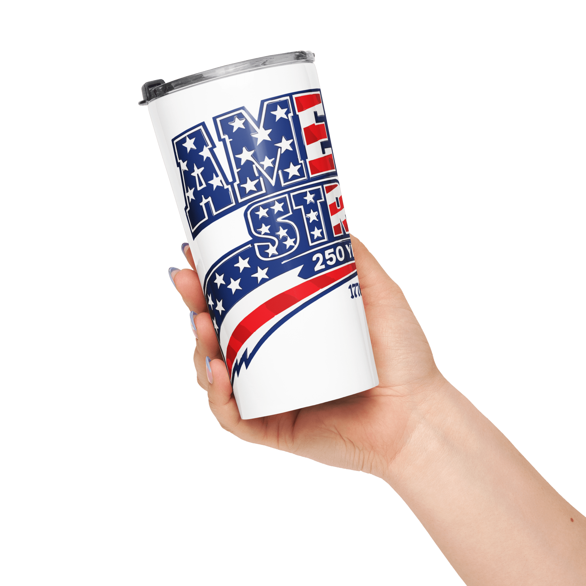 America Strong 250 | 1776–2026 America's Semiquincentennial 20oz Tapered Tumbler - KJV Word & Light Threads
