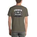 Church Is in Session Football Dark | 1 Corinthians 9:25 – KJV Faith Unisex T-Shirt - KJV Word & Light Threads