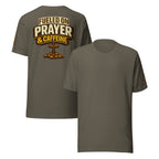 Fueled on Prayer and Caffeine | 1 Thessalonians 5:17 – KJV Faith Unisex T-Shirt - KJV Word & Light Threads