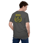 Rejoice Evermore / Pray Without Ceasing Navy Blue & Yellow | 1 Thessalonians 5:16-17 – KJV Faith Unisex T-Shirt - KJV Word & Light Threads