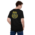 Rejoice Evermore / Pray Without Ceasing Navy Blue & Yellow | 1 Thessalonians 5:16-17 – KJV Faith Unisex T-Shirt - KJV Word & Light Threads