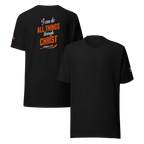 I Can Do All Things Through Christ Which Strengtheneth Me – Philippians 4:13 KJV Christian Unisex T-Shirt | White & Orange - KJV Word & Light Threads