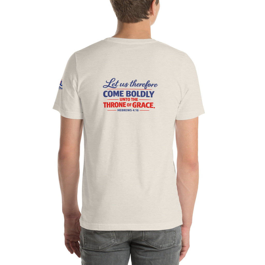 Let Us Therefore Come Boldly BCK | Hebrews 4:16 – KJV Faith Unisex T-Shirt - KJV Word & Light Threads