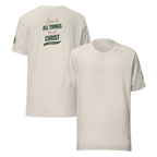 I Can Do All Things Through Christ Which Strengtheneth Me – Philippians 4:13 KJV Christian Unisex T-Shirt | Tan & Green - KJV Word & Light Threads