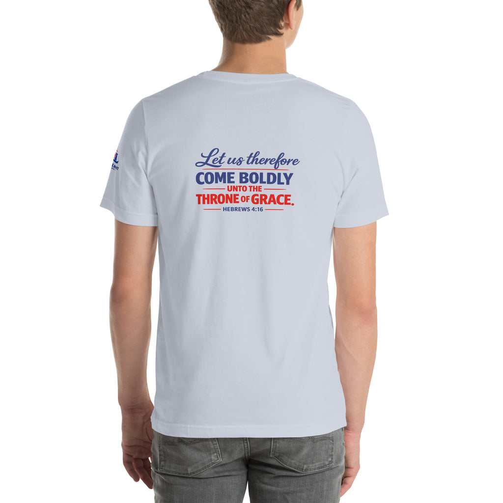 Let Us Therefore Come Boldly BCK | Hebrews 4:16 – KJV Faith Unisex T-Shirt - KJV Word & Light Threads
