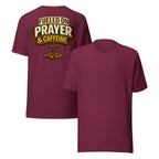 Fueled on Prayer and Caffeine | 1 Thessalonians 5:17 – KJV Faith Unisex T-Shirt - KJV Word & Light Threads
