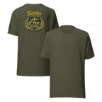 Rejoice Evermore / Pray Without Ceasing Navy Blue & Yellow | 1 Thessalonians 5:16-17 – KJV Faith Unisex T-Shirt - KJV Word & Light Threads