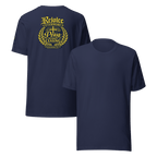 Rejoice Evermore / Pray Without Ceasing Navy Blue & Yellow | 1 Thessalonians 5:16-17 – KJV Faith Unisex T-Shirt - KJV Word & Light Threads