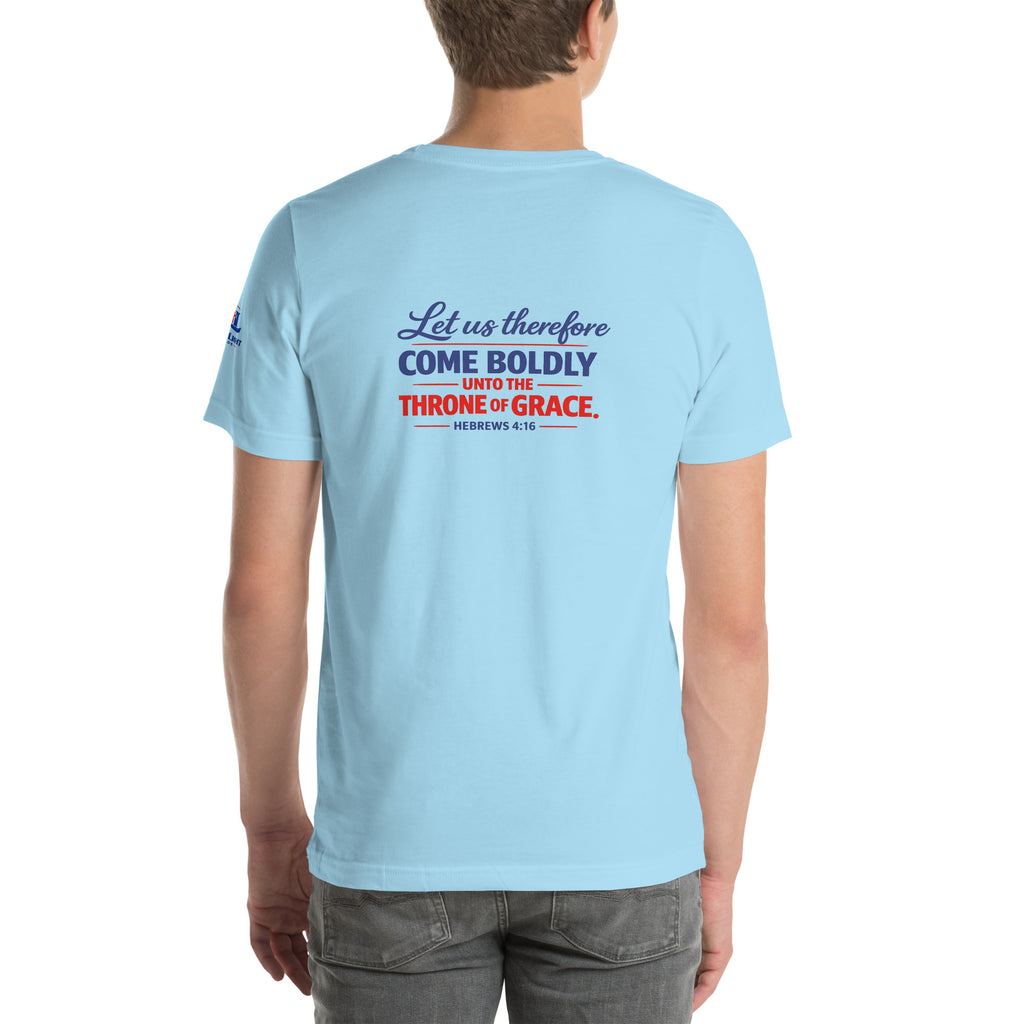 Let Us Therefore Come Boldly BCK | Hebrews 4:16 – KJV Faith Unisex T-Shirt - KJV Word & Light Threads