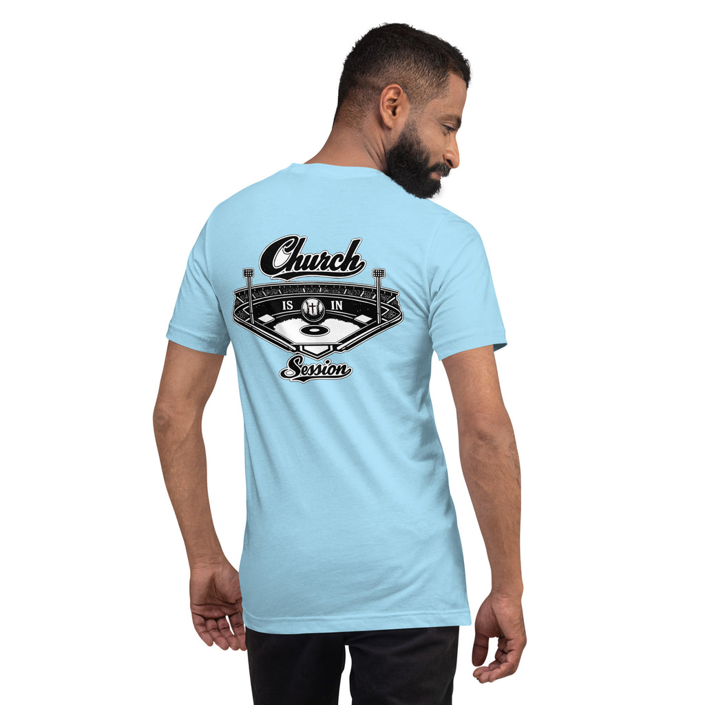 Church Is in Session Baseball II Bright | 1 Corinthians 9:25 – KJV Faith Unisex T-Shirt - KJV Word & Light Threads