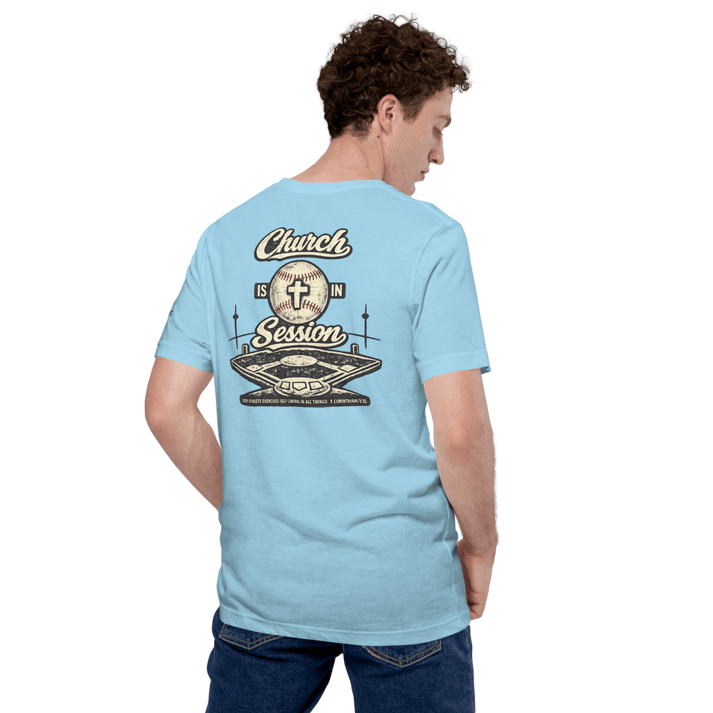 Church Is in Session Baseball Bright | 1 Corinthians 9:25 – KJV Faith Unisex T-Shirt - KJV Word & Light Threads