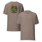 Rejoice Evermore / Pray Without Ceasing Navy Blue & Yellow | 1 Thessalonians 5:16-17 – KJV Faith Unisex T-Shirt - KJV Word & Light Threads