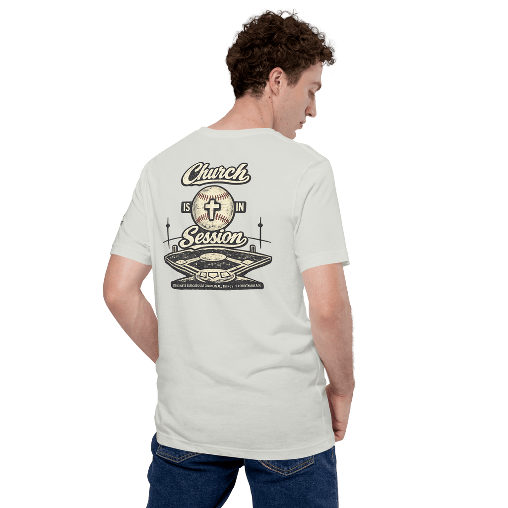 Church Is in Session Baseball Bright | 1 Corinthians 9:25 – KJV Faith Unisex T-Shirt - KJV Word & Light Threads