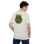Rejoice Evermore / Pray Without Ceasing Navy Blue & Yellow | 1 Thessalonians 5:16-17 – KJV Faith Unisex T-Shirt - KJV Word & Light Threads