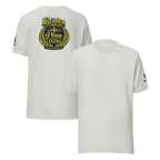 Rejoice Evermore / Pray Without Ceasing Navy Blue & Yellow | 1 Thessalonians 5:16-17 – KJV Faith Unisex T-Shirt - KJV Word & Light Threads