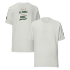 I Can Do All Things Through Christ Which Strengtheneth Me – Philippians 4:13 KJV Christian Unisex T-Shirt | Tan & Green - KJV Word & Light Threads