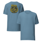 Rejoice Evermore / Pray Without Ceasing Navy Blue & Yellow | 1 Thessalonians 5:16-17 – KJV Faith Unisex T-Shirt - KJV Word & Light Threads