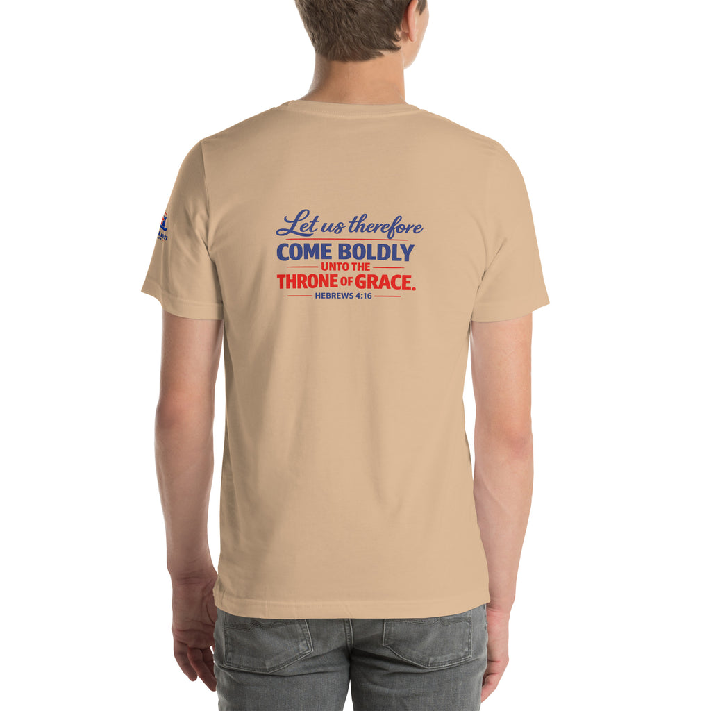 Let Us Therefore Come Boldly BCK | Hebrews 4:16 – KJV Faith Unisex T-Shirt - KJV Word & Light Threads