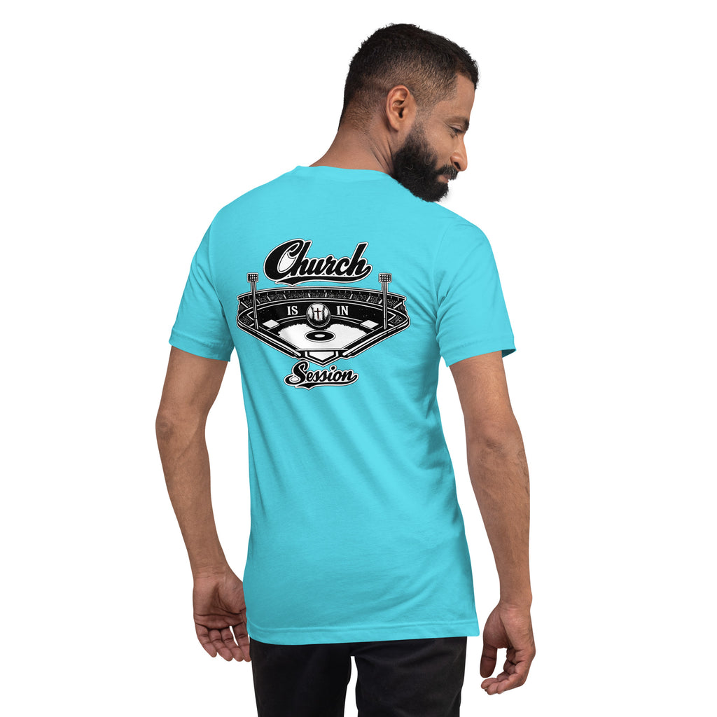 Church Is in Session Baseball II Bright | 1 Corinthians 9:25 – KJV Faith Unisex T-Shirt - KJV Word & Light Threads