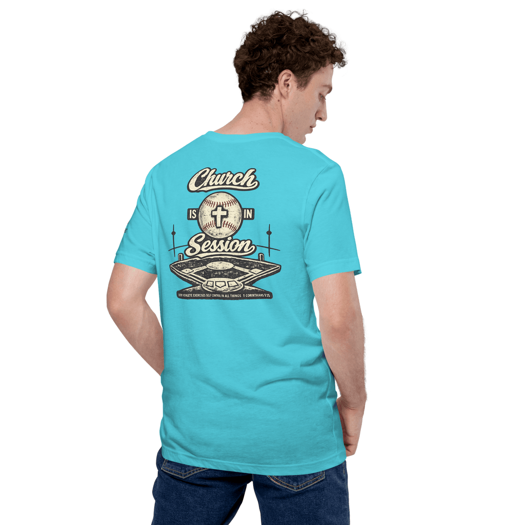 Church Is in Session Baseball Bright | 1 Corinthians 9:25 – KJV Faith Unisex T-Shirt - KJV Word & Light Threads