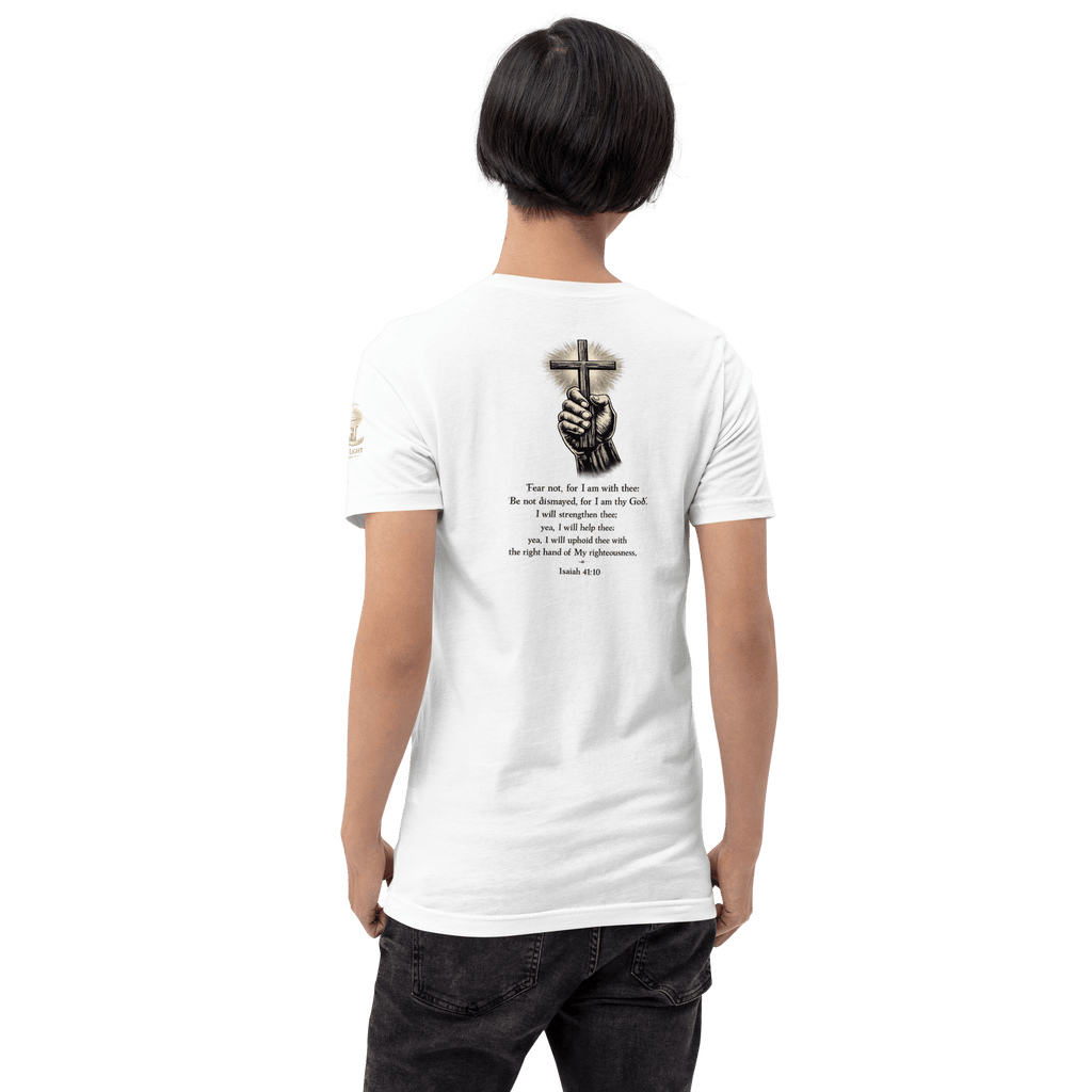 Fear Not Glowing Cross | Isaiah 41:10 – KJV Faith Unisex T-Shirt - KJV Word & Light Threads