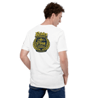 Rejoice Evermore / Pray Without Ceasing Navy Blue & Yellow | 1 Thessalonians 5:16-17 – KJV Faith Unisex T-Shirt - KJV Word & Light Threads