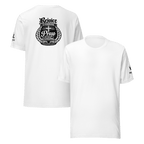 Rejoice Evermore – Pray Without Ceasing Black & White | 1 Thessalonians 5:16-17 – KJV Faith Unisex T-Shirt - KJV Word & Light Threads
