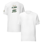 I Can Do All Things Through Christ Which Strengtheneth Me – Philippians 4:13 KJV Christian Unisex T-Shirt | Tan & Green - KJV Word & Light Threads